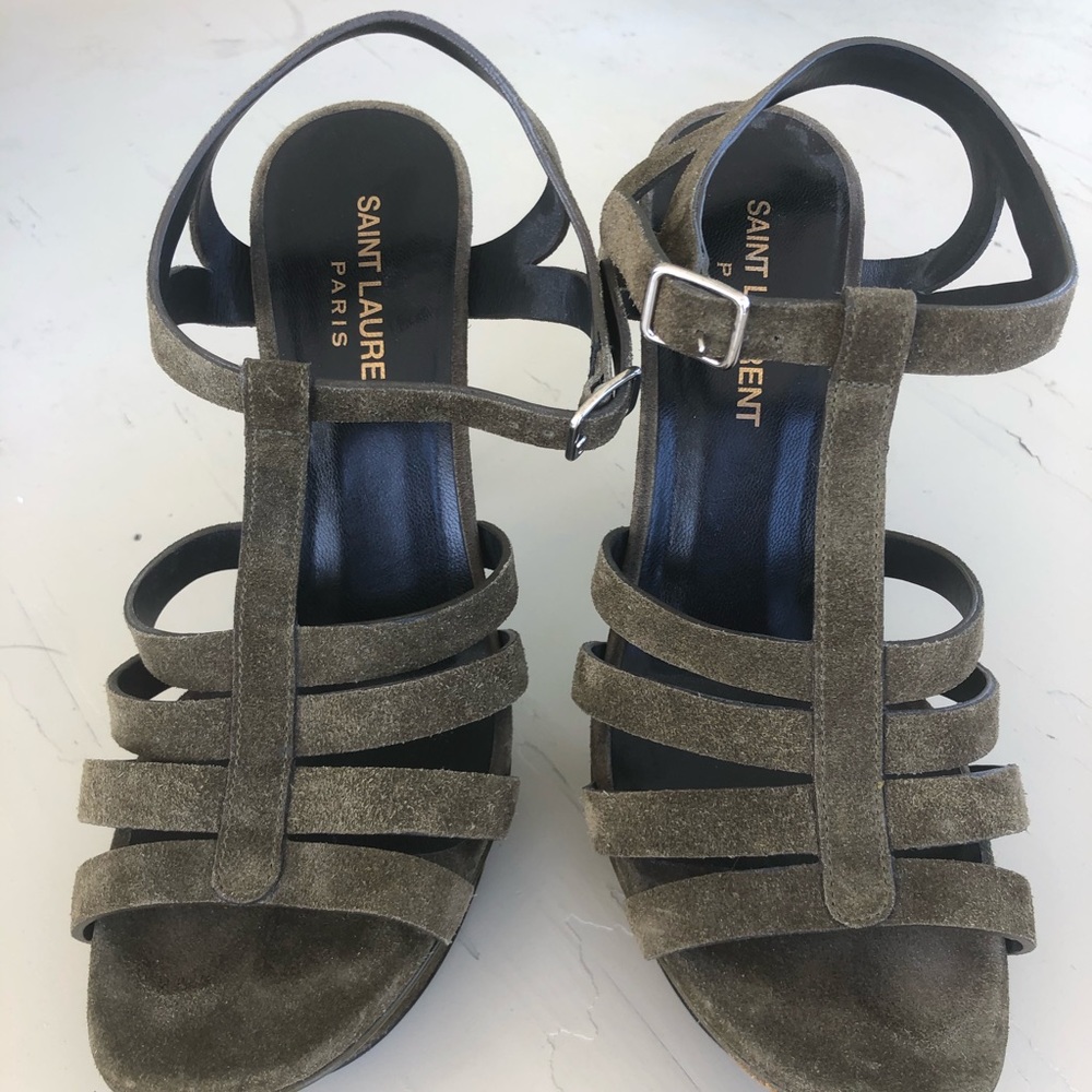 Saint Laurent Olive Suede Heels size 36 (6)